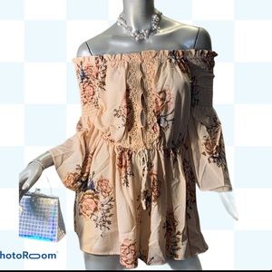 Floral with lace details romper